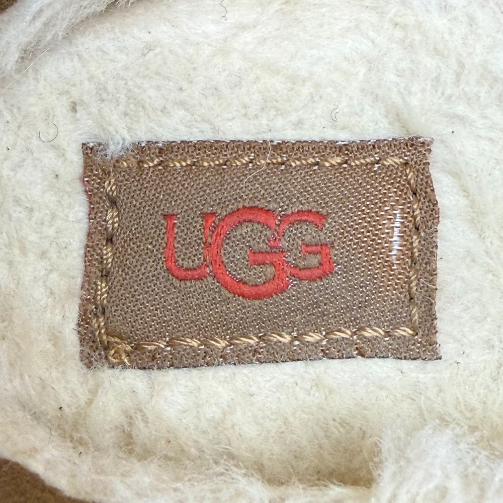UGG Tazz Platform Slippers Womens 8 Chestnut Suede Sherpa Shearling Lined Tasman - Picture 12 of 12